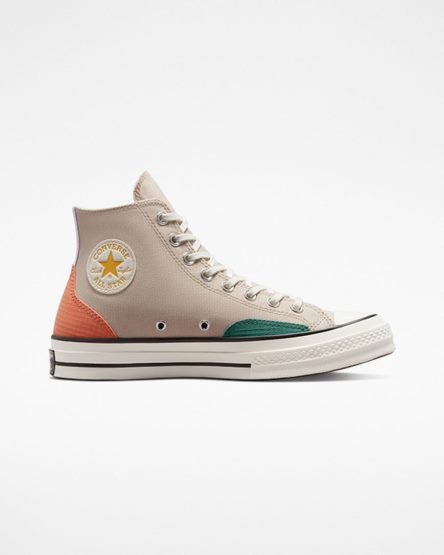 Zapatillas Altas Converse Chuck 70 Color Block Mujer Beige Verde Naranjas | PE L504EP